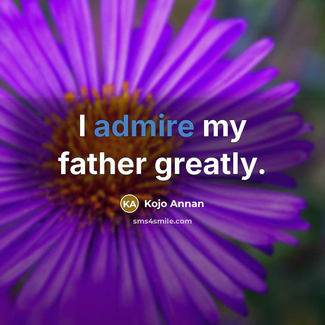 “I admire my father greatly.” quote by Kojo Annan
