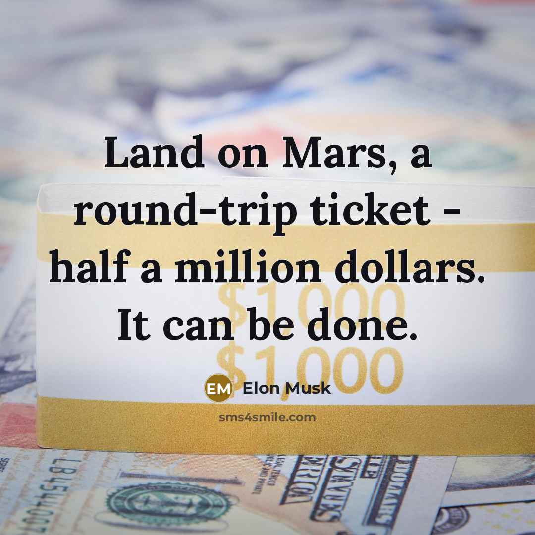 “Land on Mars, a round-trip ticket - half a million dollars. It can be done.” quote by Elon Musk