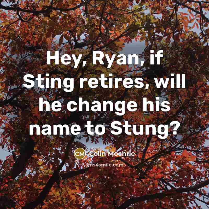 “Hey, Ryan, if Sting retires, will he change his name to Stung?” quote by Colin Mochrie
