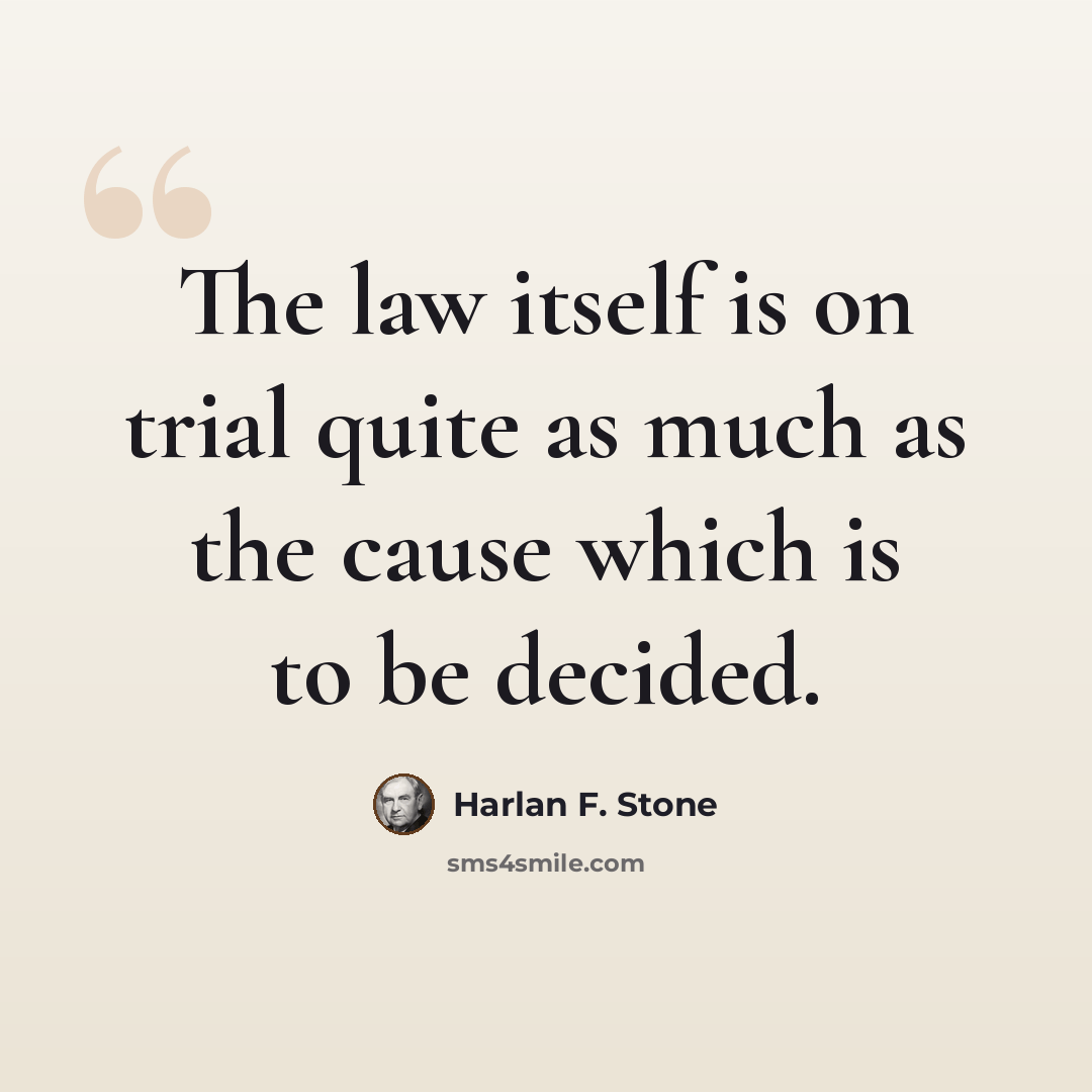 “The law itself is on trial quite as much as the cause which is to be decided.” quote by Harlan F. Stone