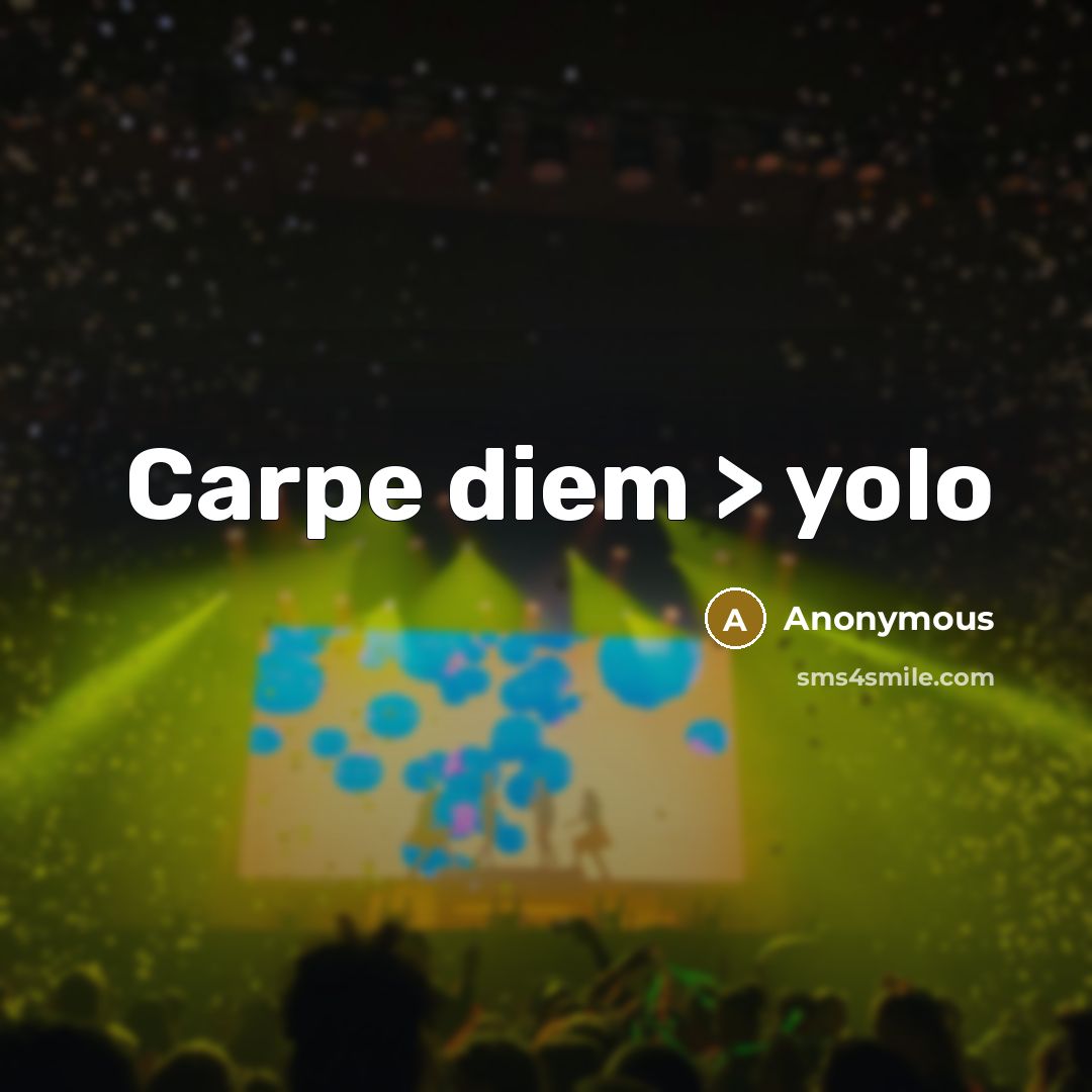 “Carpe diem > yolo” quote by Anonymous