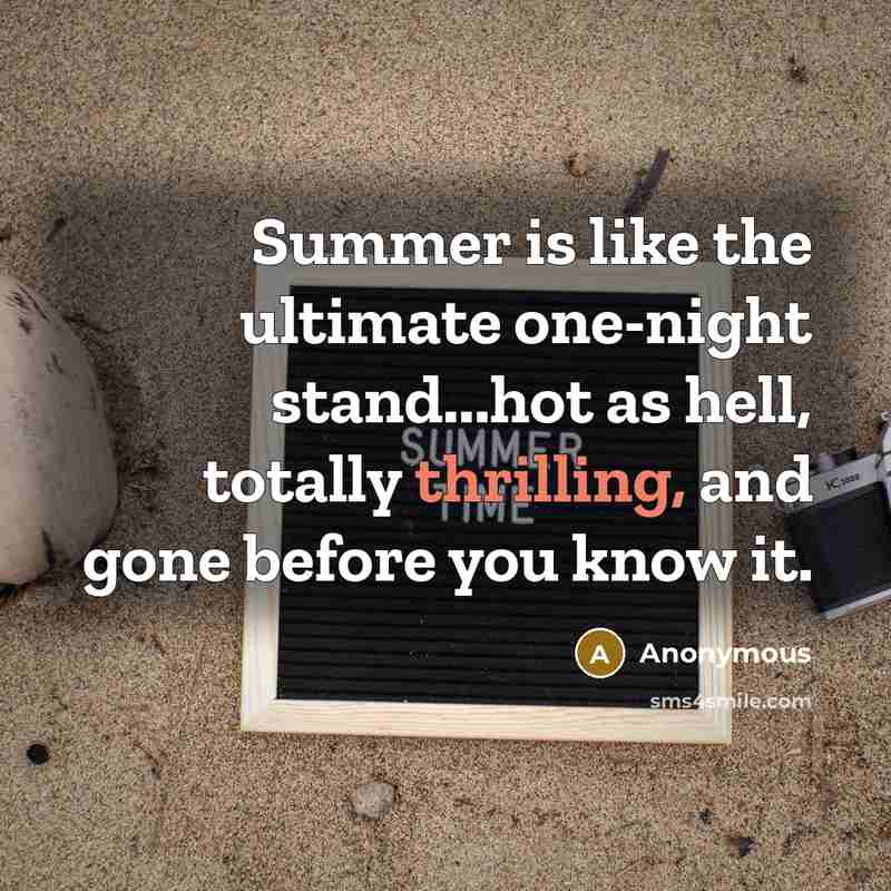 “Summer is like the ultimate one-night stand...hot as hell, totally thrilling, and gone before you know it.” quote by Anonymous
