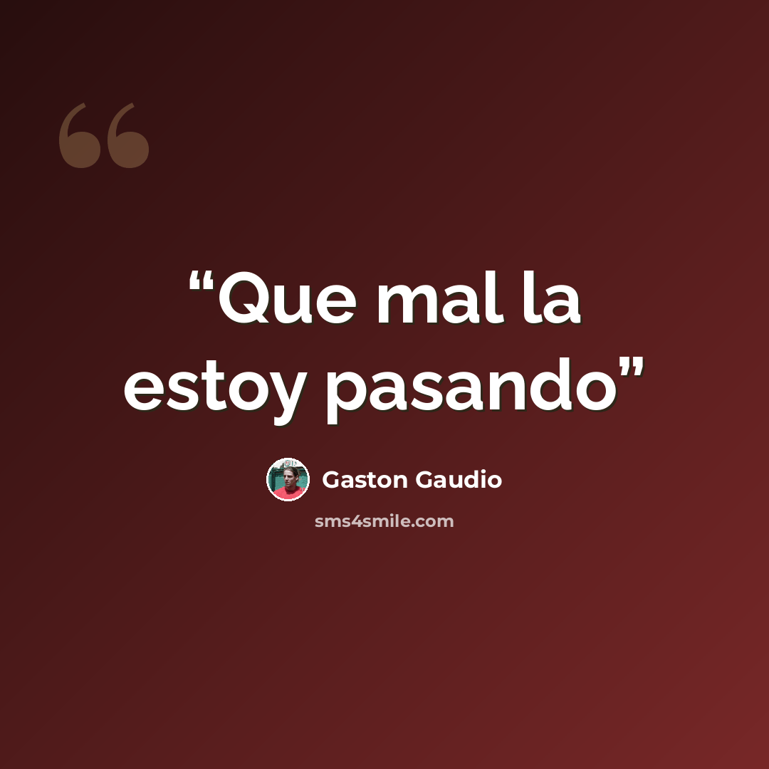 “Que mal la estoy pasando” quote by Gaston Gaudio