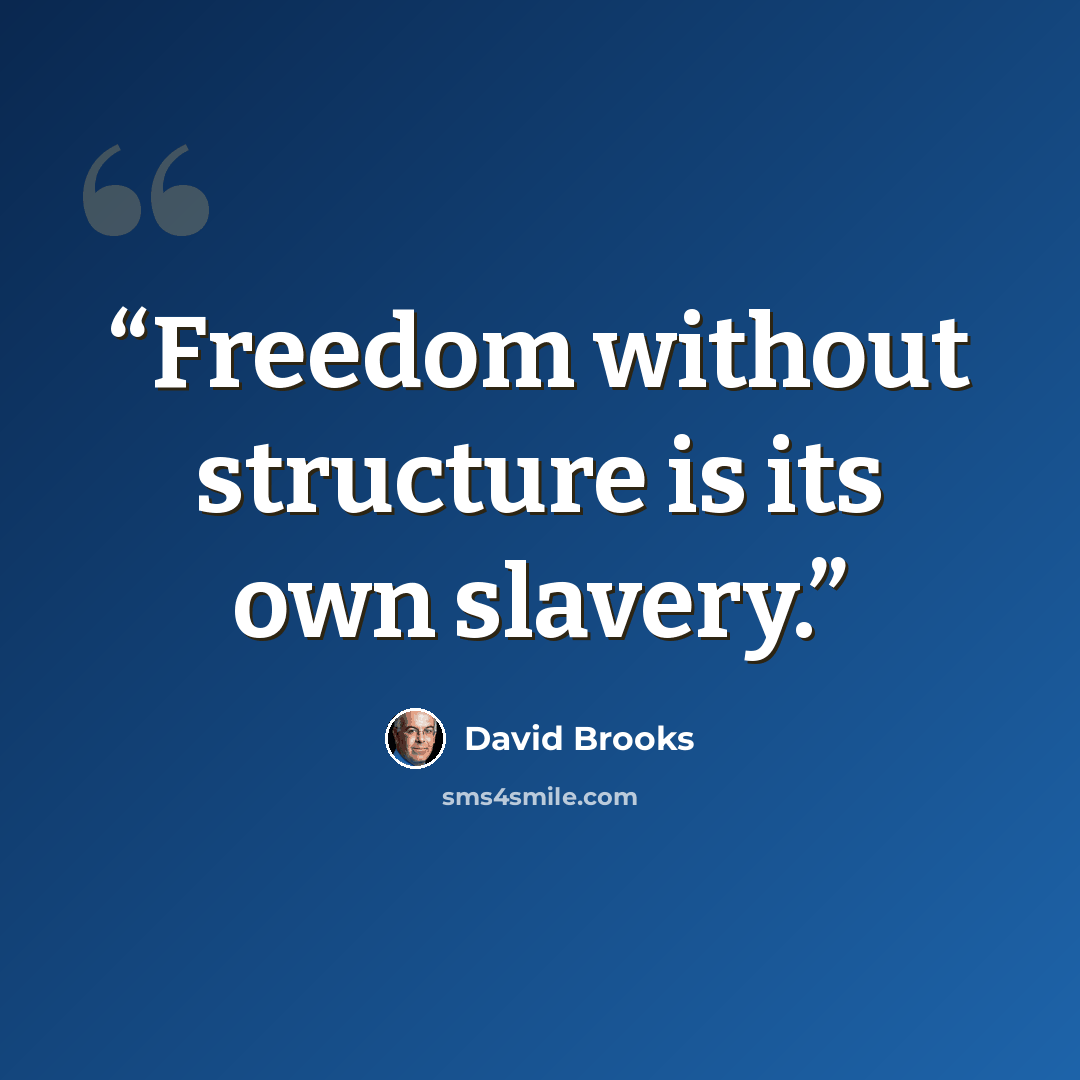 “Freedom without structure is its own slavery.” quote by David Brooks