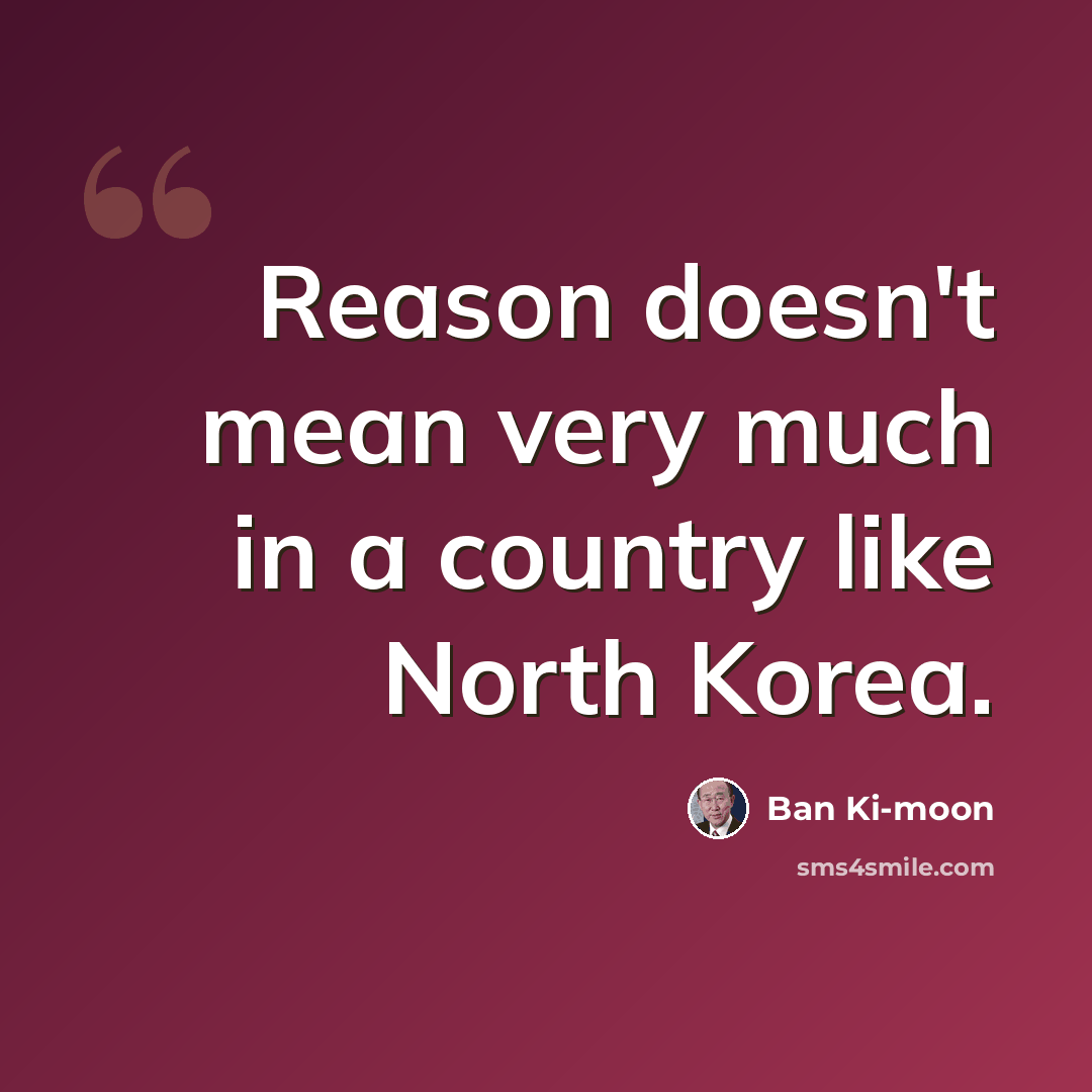 “Reason doesn't mean very much in a country like North Korea.” quote by Ban Ki-moon