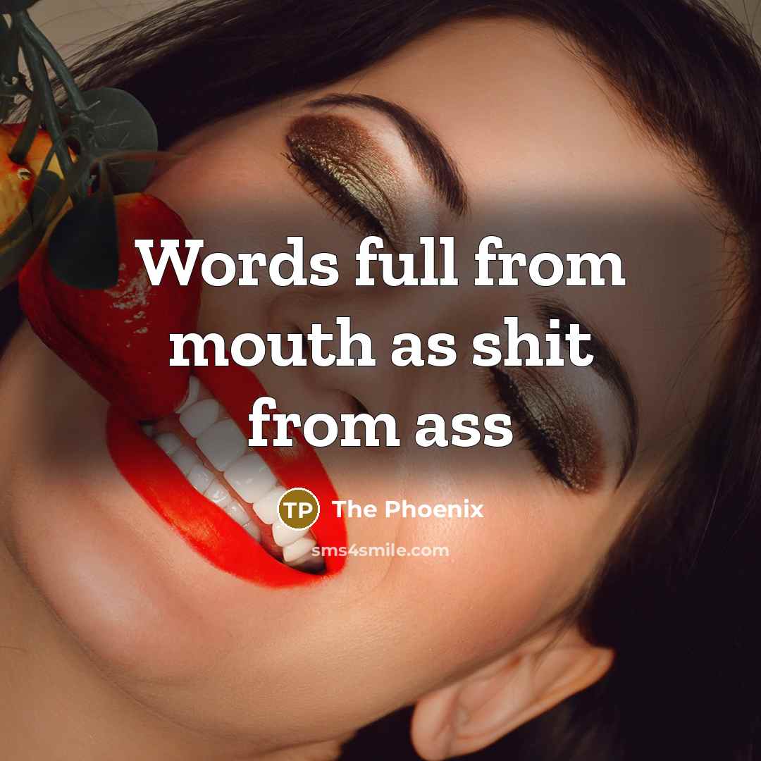 “Words full from mouth as shit from ass” quote by The Phoenix