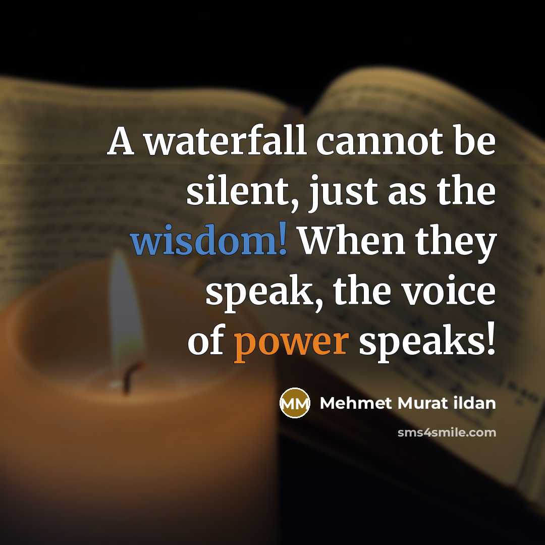 “A waterfall cannot be silent, just as the wisdom! When they speak, the voice of power speaks!” quote by Mehmet Murat Ildan