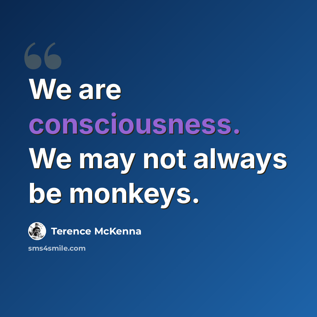 “We are consciousness. We may not always be monkeys.” quote by Terence McKenna