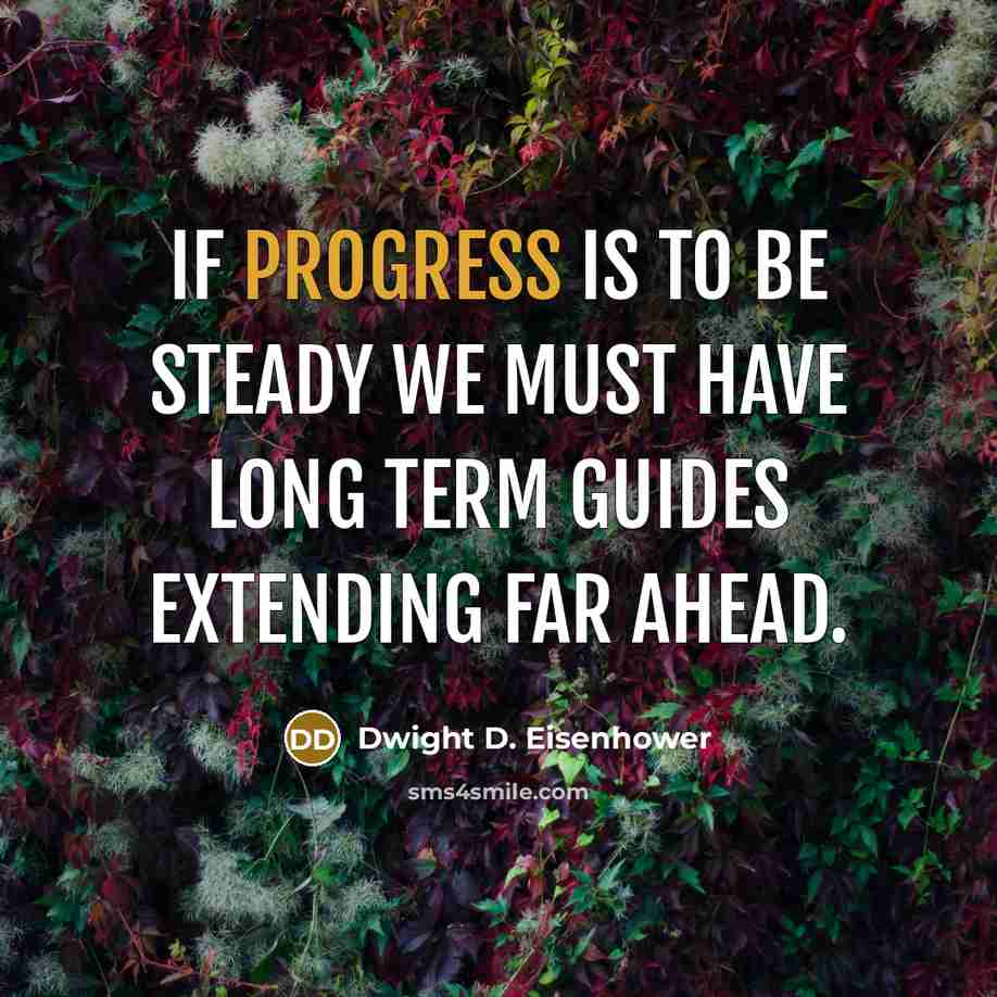 “If progress is to be steady we must have long term guides extending far ahead.” quote by Dwight D. Eisenhower