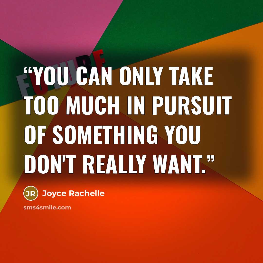“You can only take too much in pursuit of something you don't really want.” quote by Joyce Rachelle