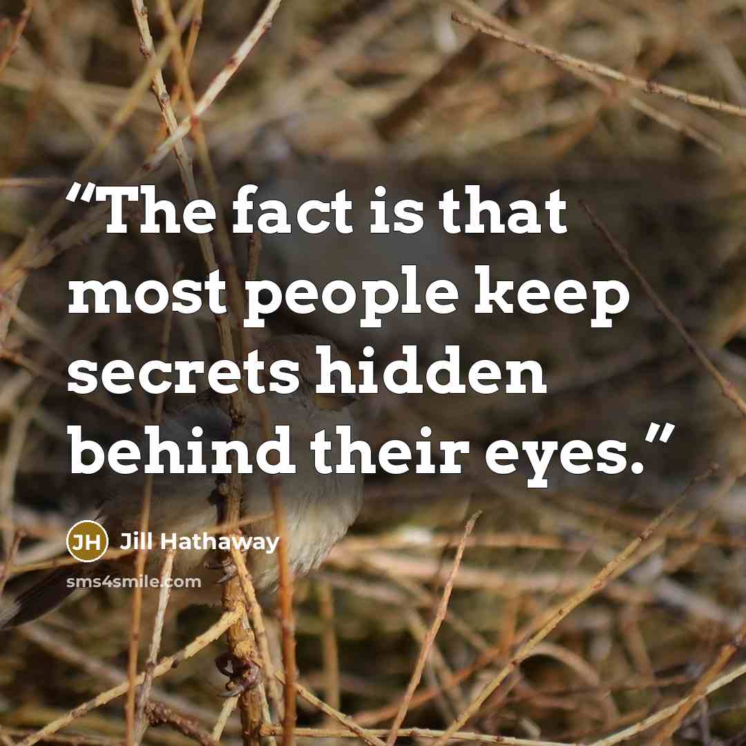 “The fact is that most people keep secrets hidden behind their eyes.” quote by Jill Hathaway