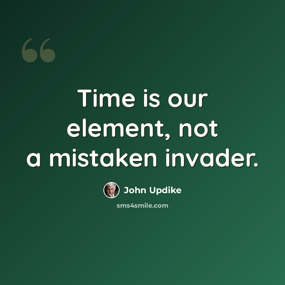 “Time is our element, not a mistaken invader.” quote by John Updike