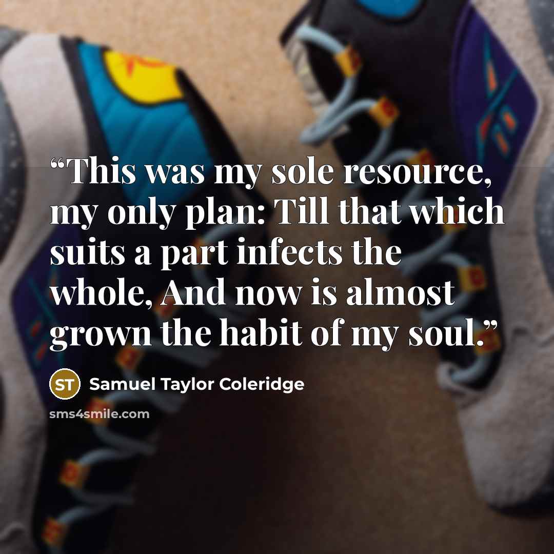 “This was my sole resource, my only plan: Till that which suits a part infects the whole, And now is almost grown the habit of my soul.” quote by Samuel Taylor Coleridge