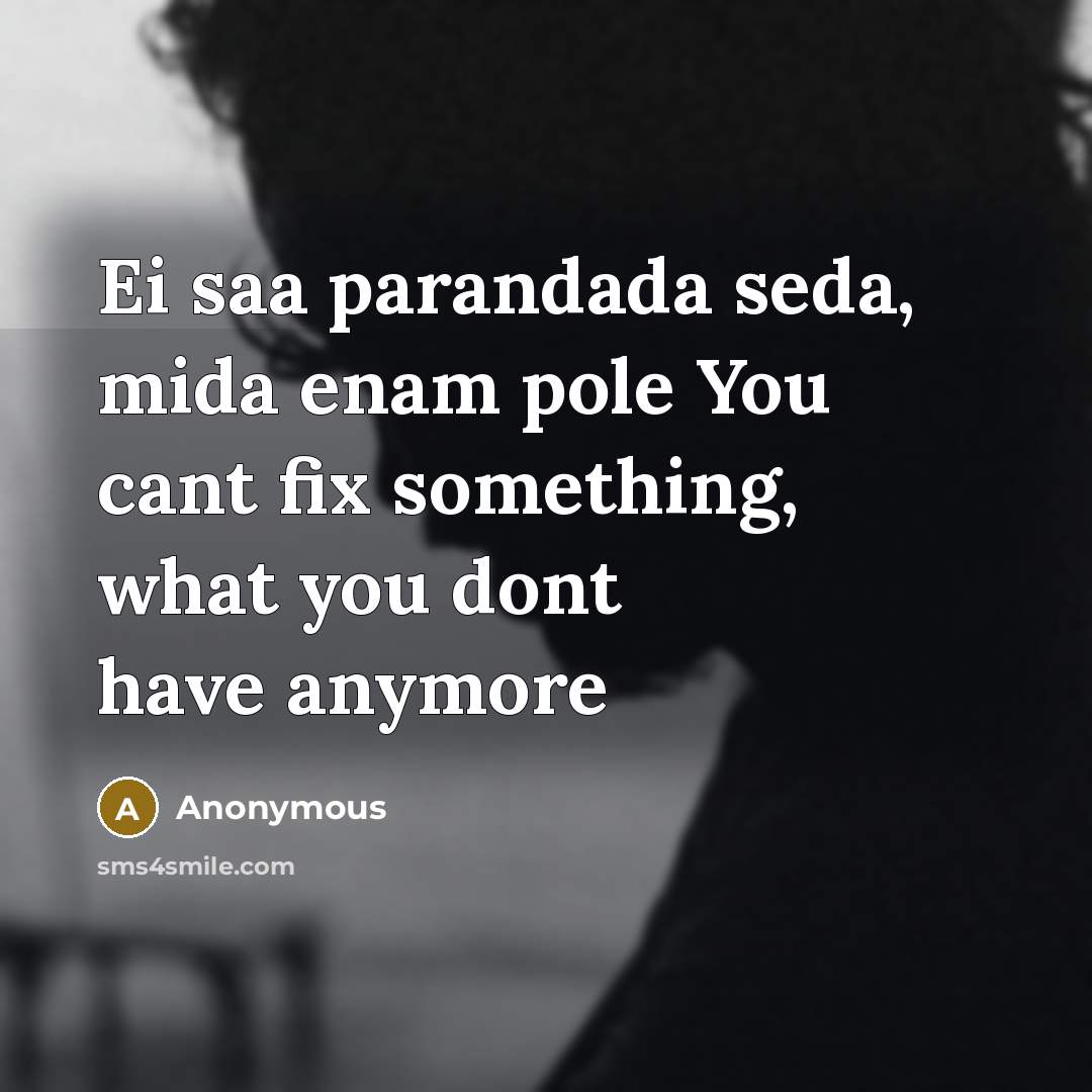 “Ei saa parandada seda, mida enam pole You cant fix something, what you dont have anymore” quote by Anonymous