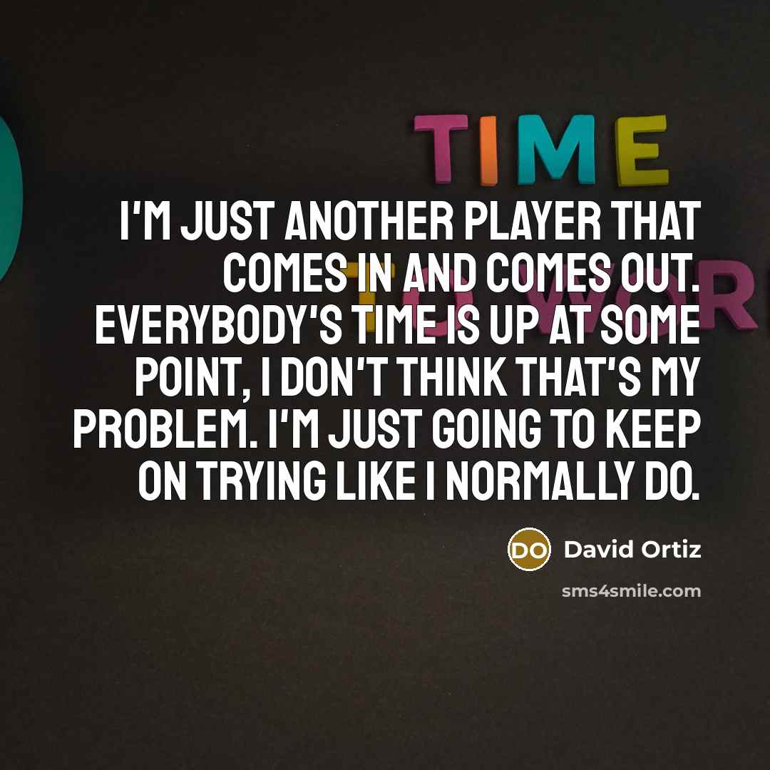 “I'm just another player that comes in and comes out. Everybody's time is up at some point, I don't think that's my problem. I'm just going to keep on trying like I normally do.” quote by David Ortiz