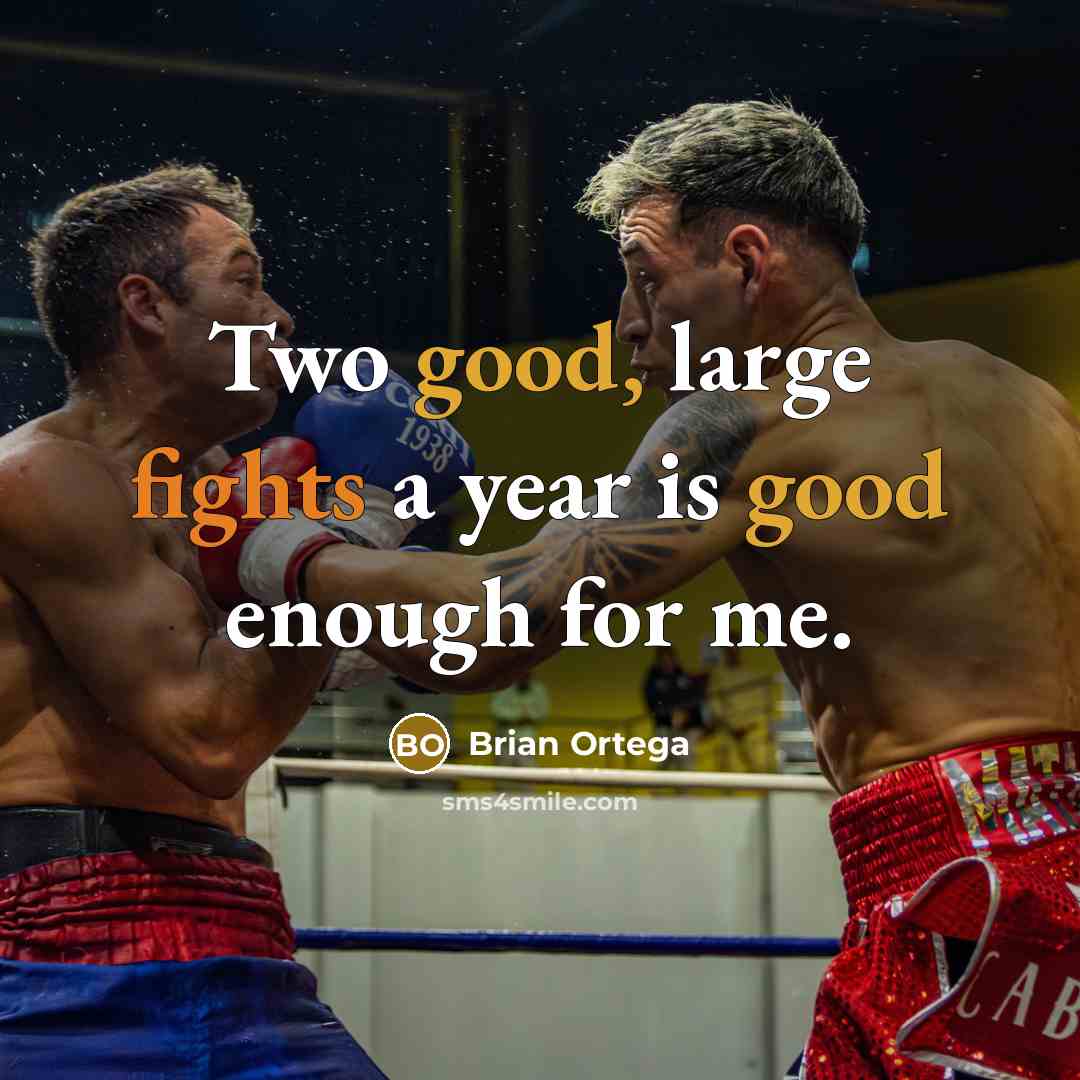 “Two good, large fights a year is good enough for me.” quote by Brian Ortega