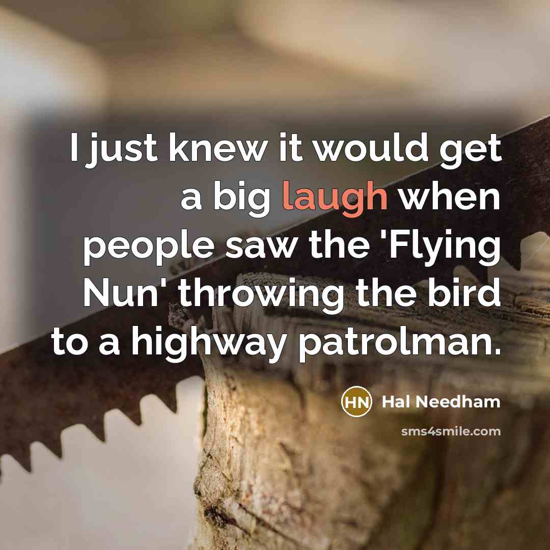 “I just knew it would get a big laugh when people saw the 'Flying Nun' throwing the bird to a highway patrolman.” quote by Hal Needham