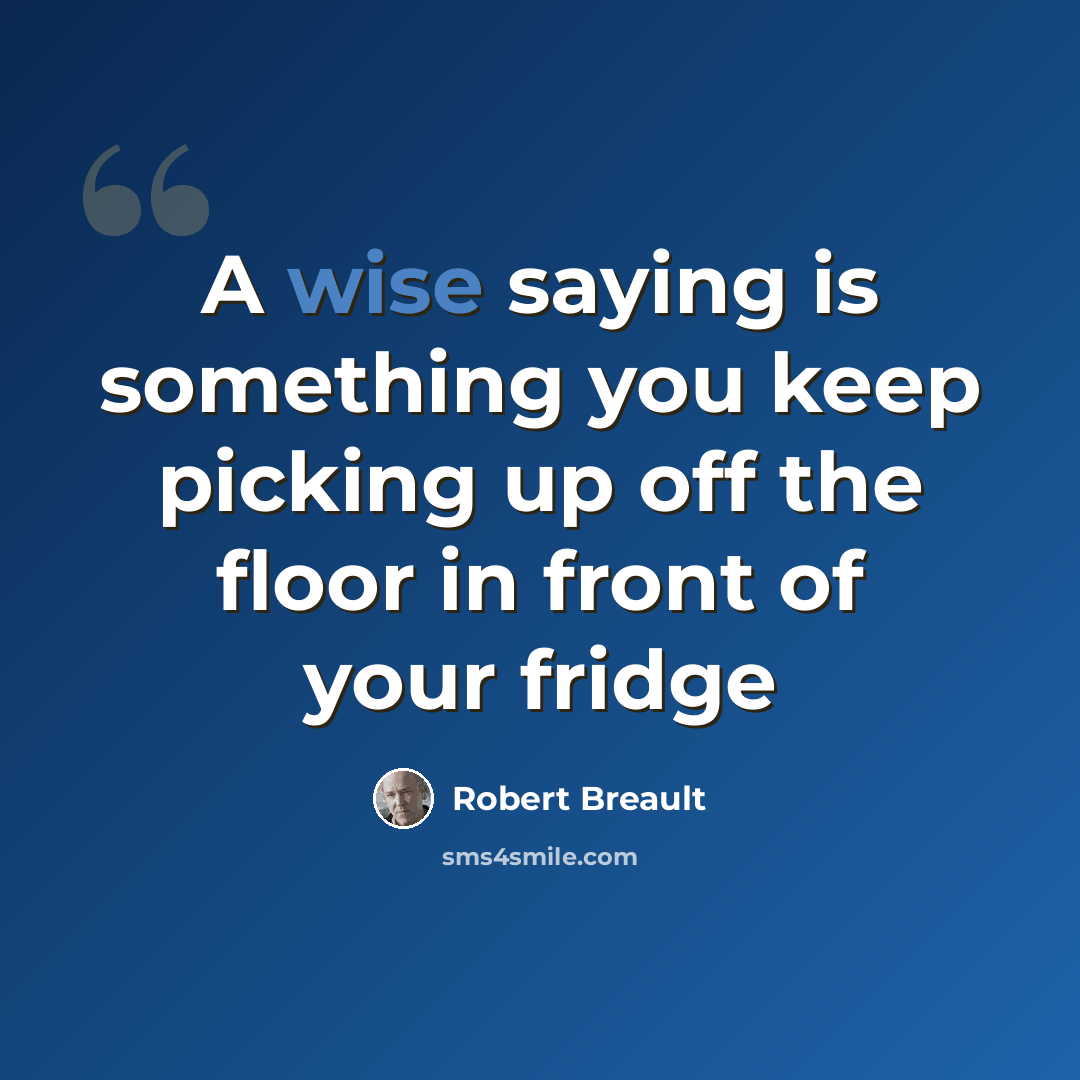 “A wise saying is something you keep picking up off the floor in front of your fridge” quote by Robert Breault