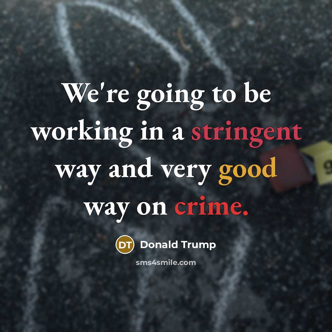 “We're going to be working in a stringent way and very good way on crime.” quote by Donald Trump