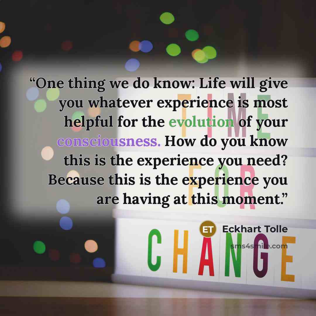 “One thing we do know: Life will give you whatever experience is most helpful for the evolution of your consciousness. How do you know this is the experience you need? Because this is the experience you are having at this moment.” quote by Eckhart Tolle