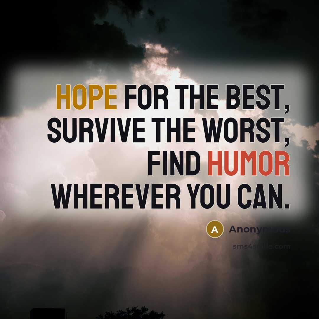“Hope for the best, survive the worst, find humor wherever you can.” quote by Anonymous
