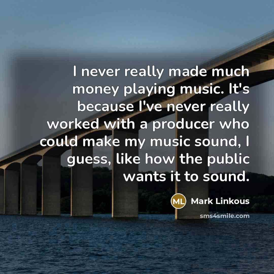 “I never really made much money playing music. It's because I've never really worked with a producer who could make my music sound, I guess, like how the public wants it to sound.” quote by Mark Linkous
