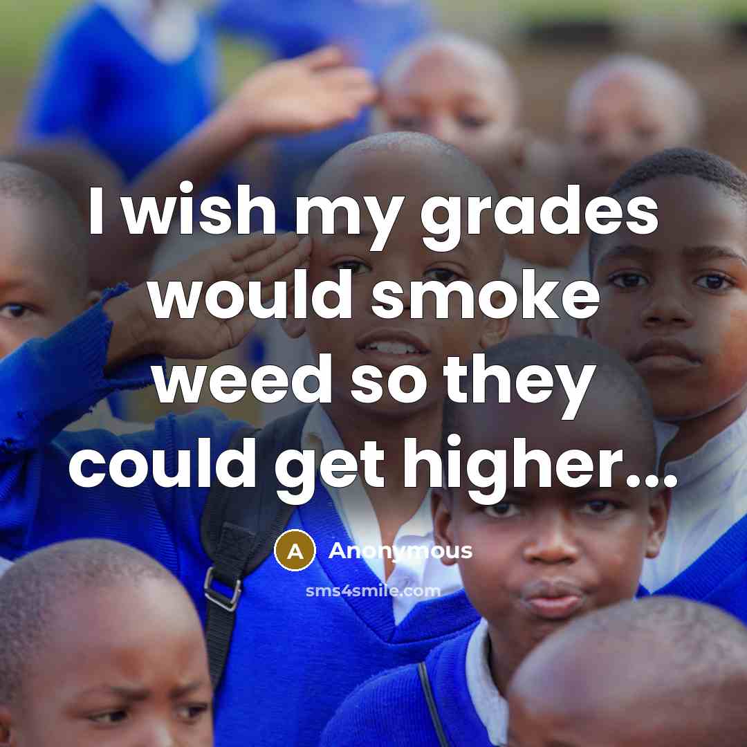 “I wish my grades would smoke weed so they could get higher...” quote by Anonymous