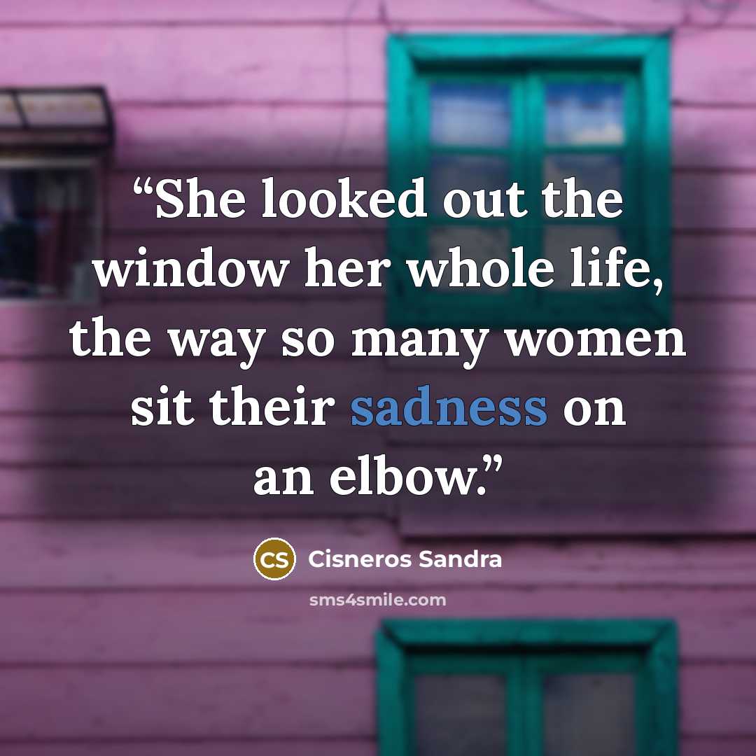 “She looked out the window her whole life, the way so many women sit their sadness on an elbow.” quote by Cisneros Sandra