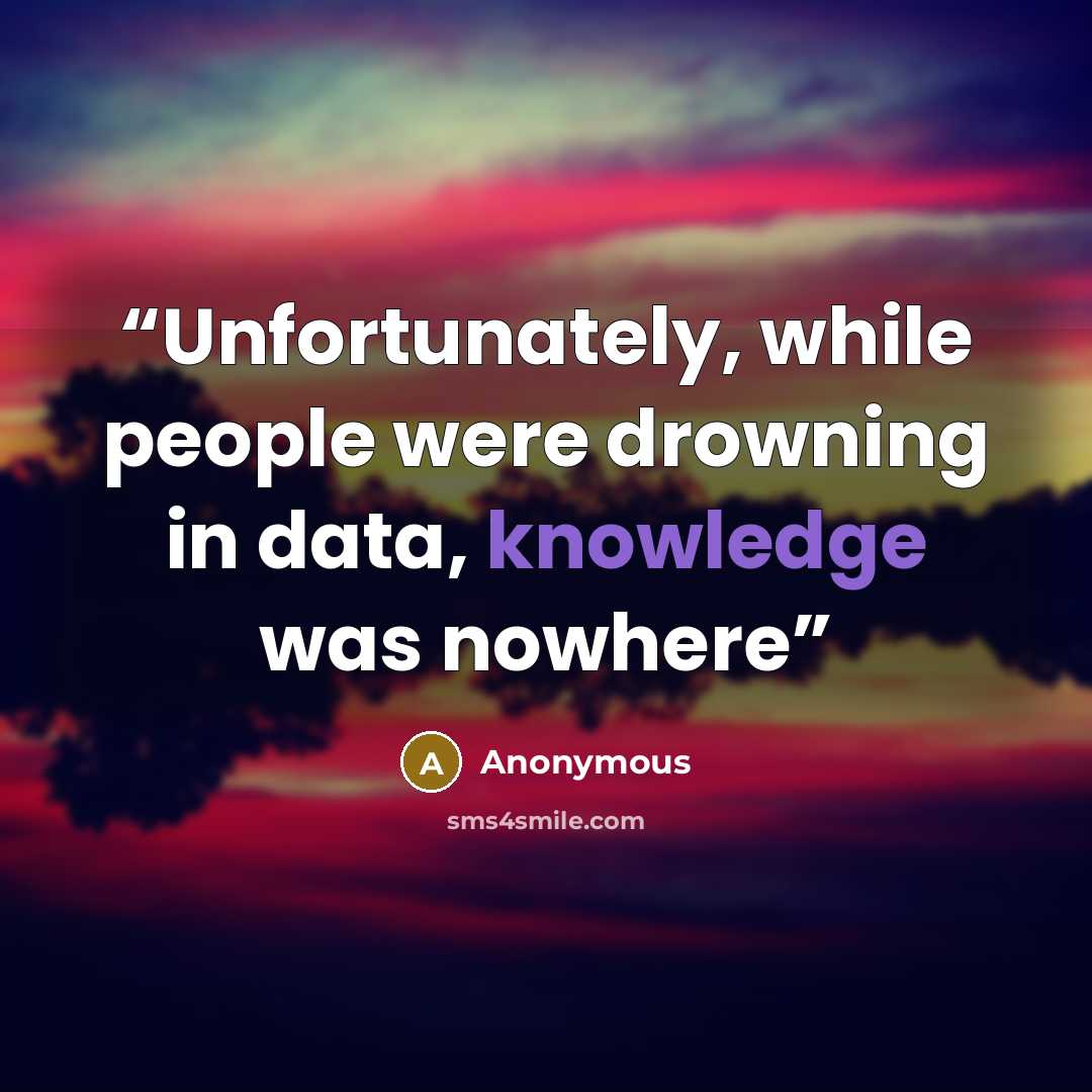 “Unfortunately, while people were drowning in data, knowledge was nowhere” quote by Anonymous