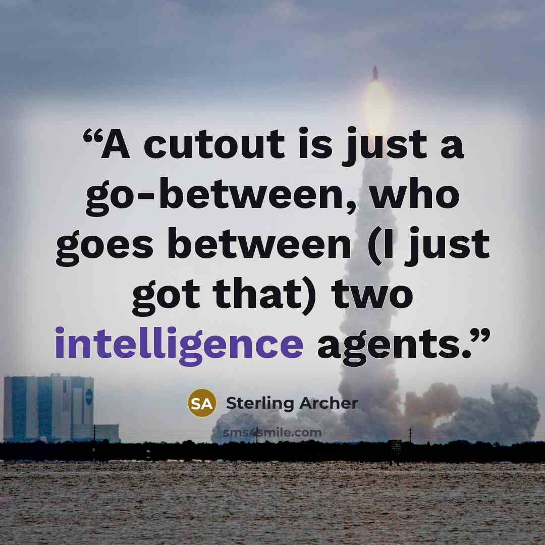 “A cutout is just a go-between, who goes between (I just got that) two intelligence agents.” quote by Sterling Archer