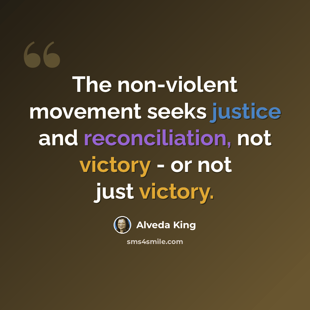 “The non-violent movement seeks justice and reconciliation, not victory - or not just victory.” quote by Alveda King