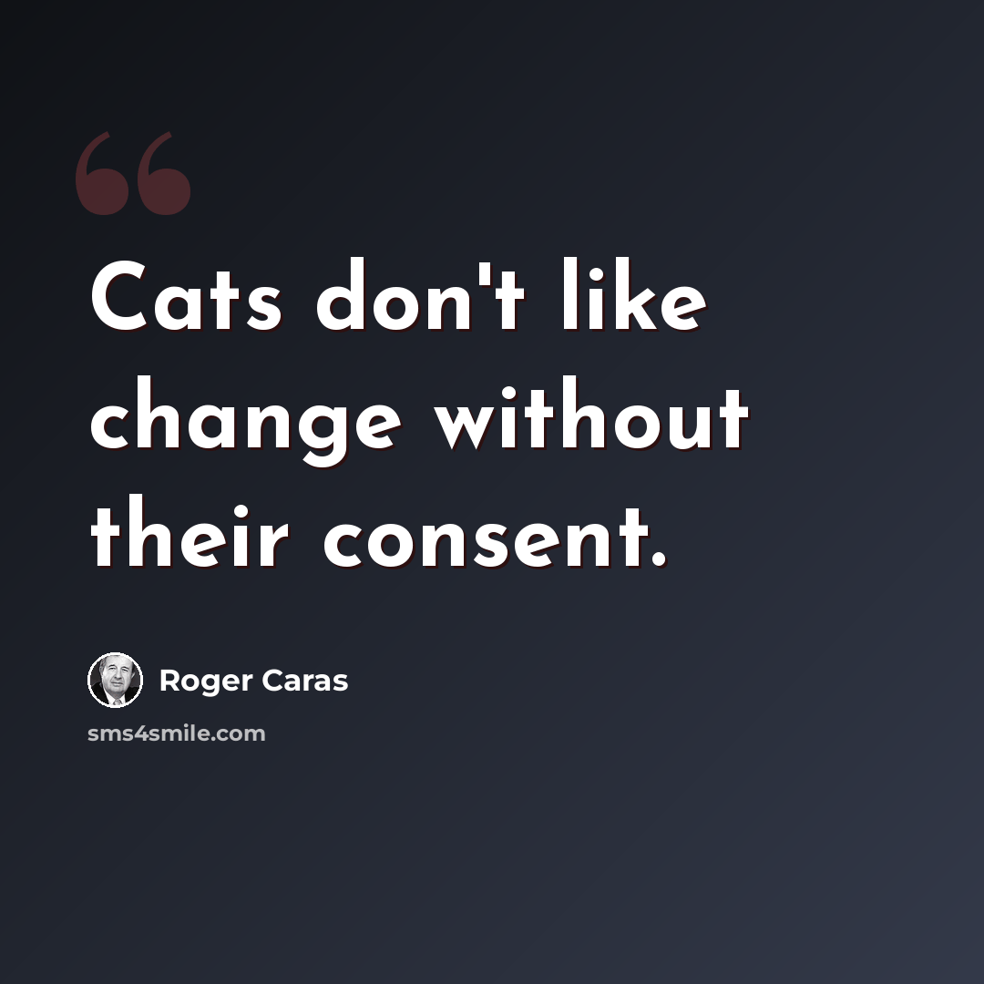 “Cats don't like change without their consent.” quote by Roger Caras