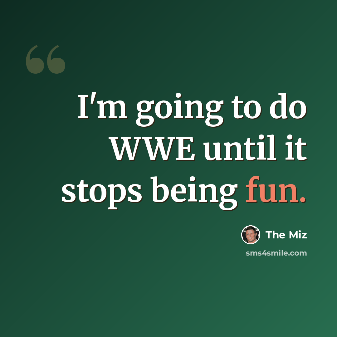 “I'm going to do WWE until it stops being fun.” quote by The Miz