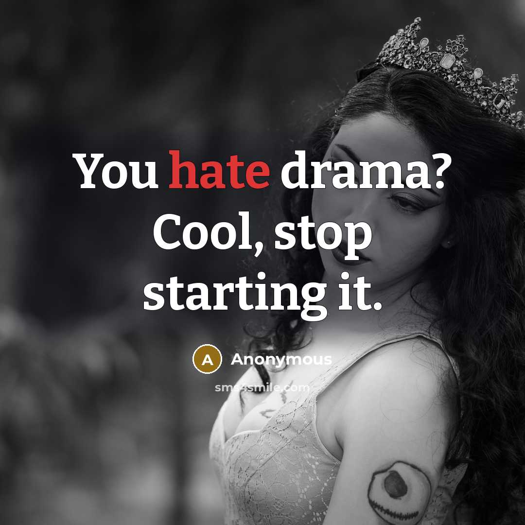 “You hate drama? Cool, stop starting it.” quote by Anonymous