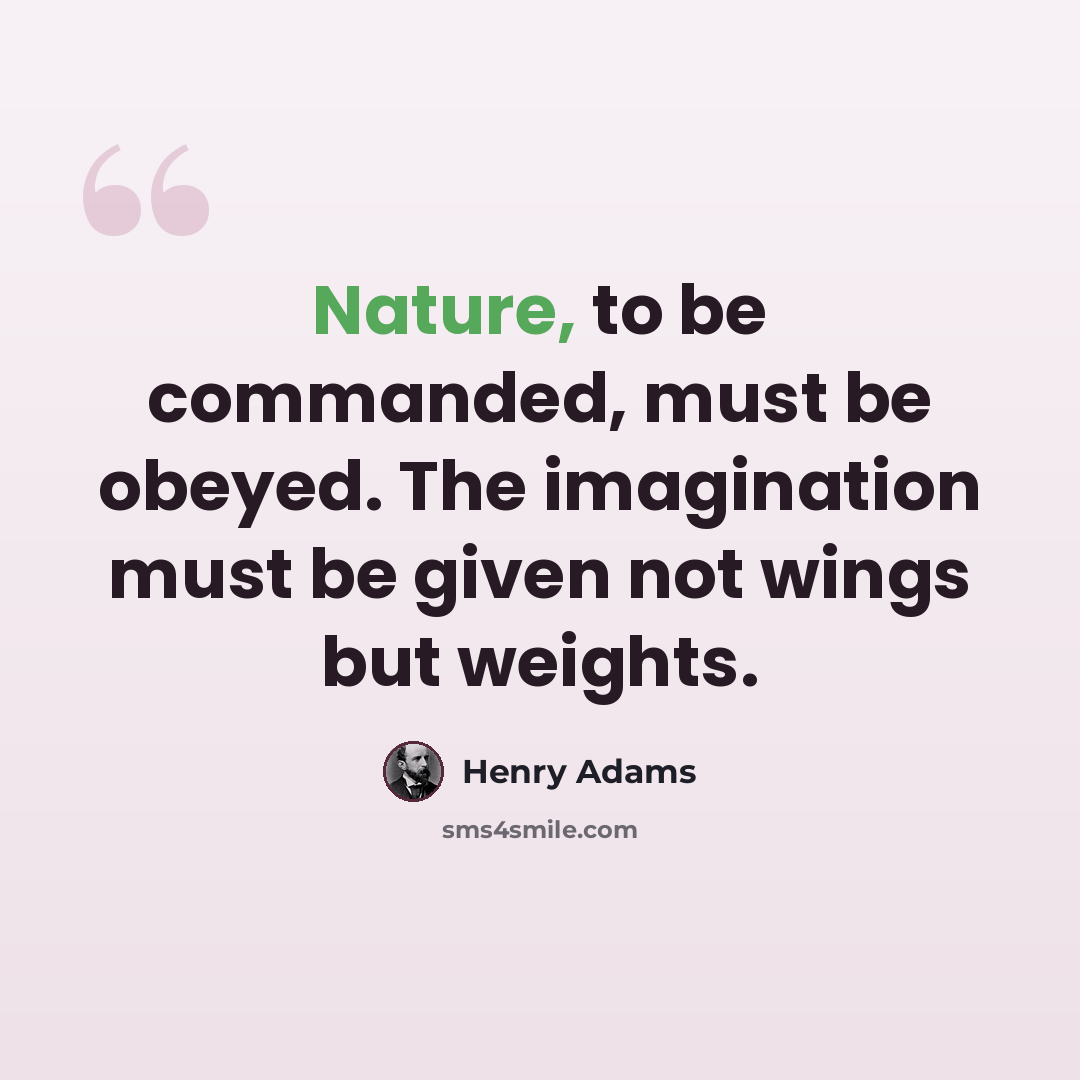 “Nature, to be commanded, must be obeyed. The imagination must be given not wings but weights.” quote by Henry Adams