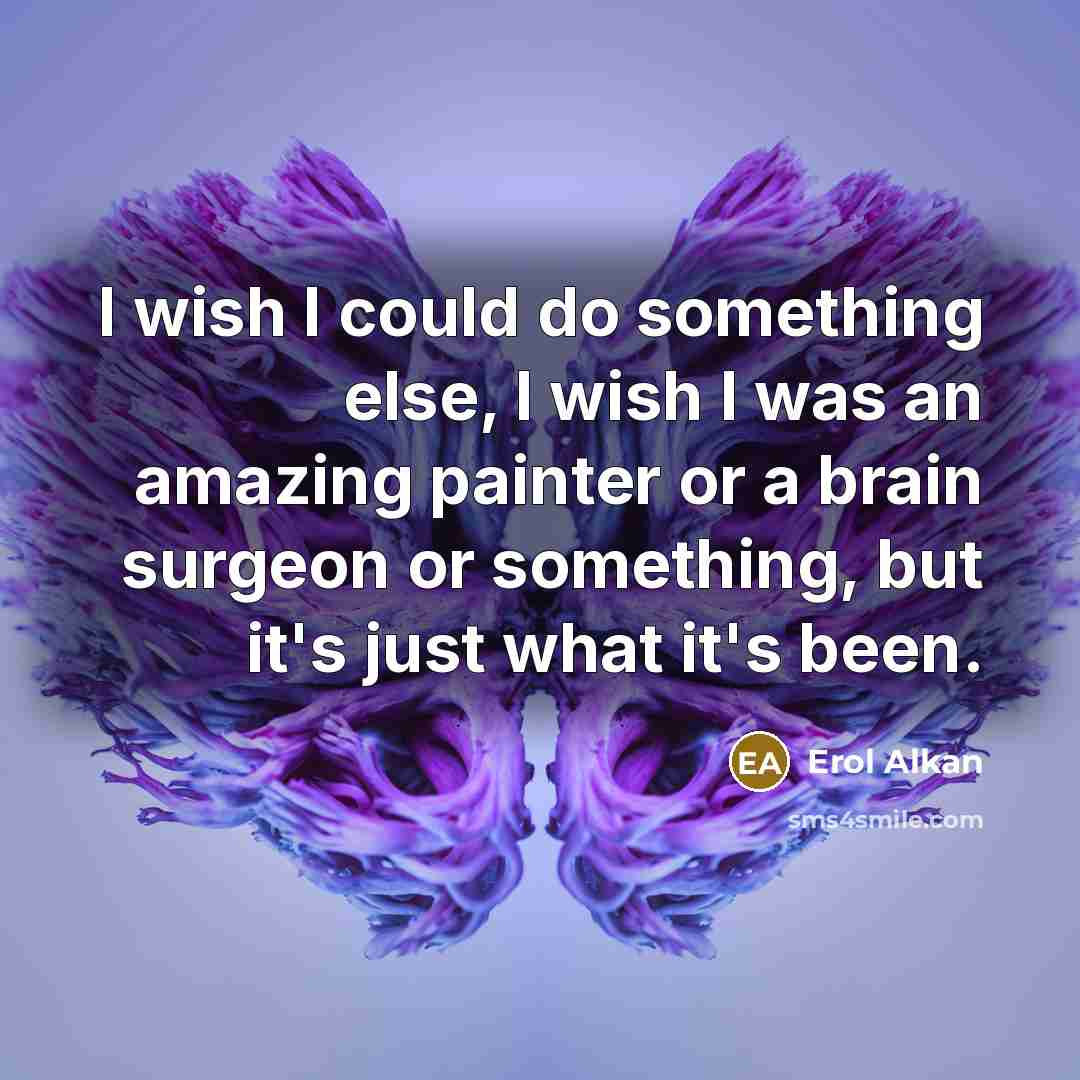 “I wish I could do something else, I wish I was an amazing painter or a brain surgeon or something, but it's just what it's been.” quote by Erol Alkan