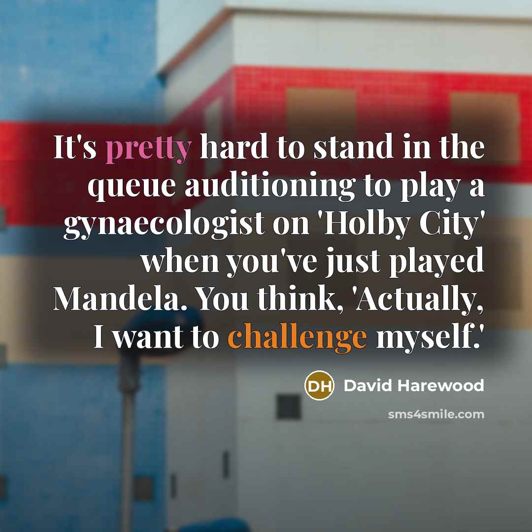 “It's pretty hard to stand in the queue auditioning to play a gynaecologist on 'Holby City' when you've just played Mandela. You think, 'Actually, I want to challenge myself.'” quote by David Harewood