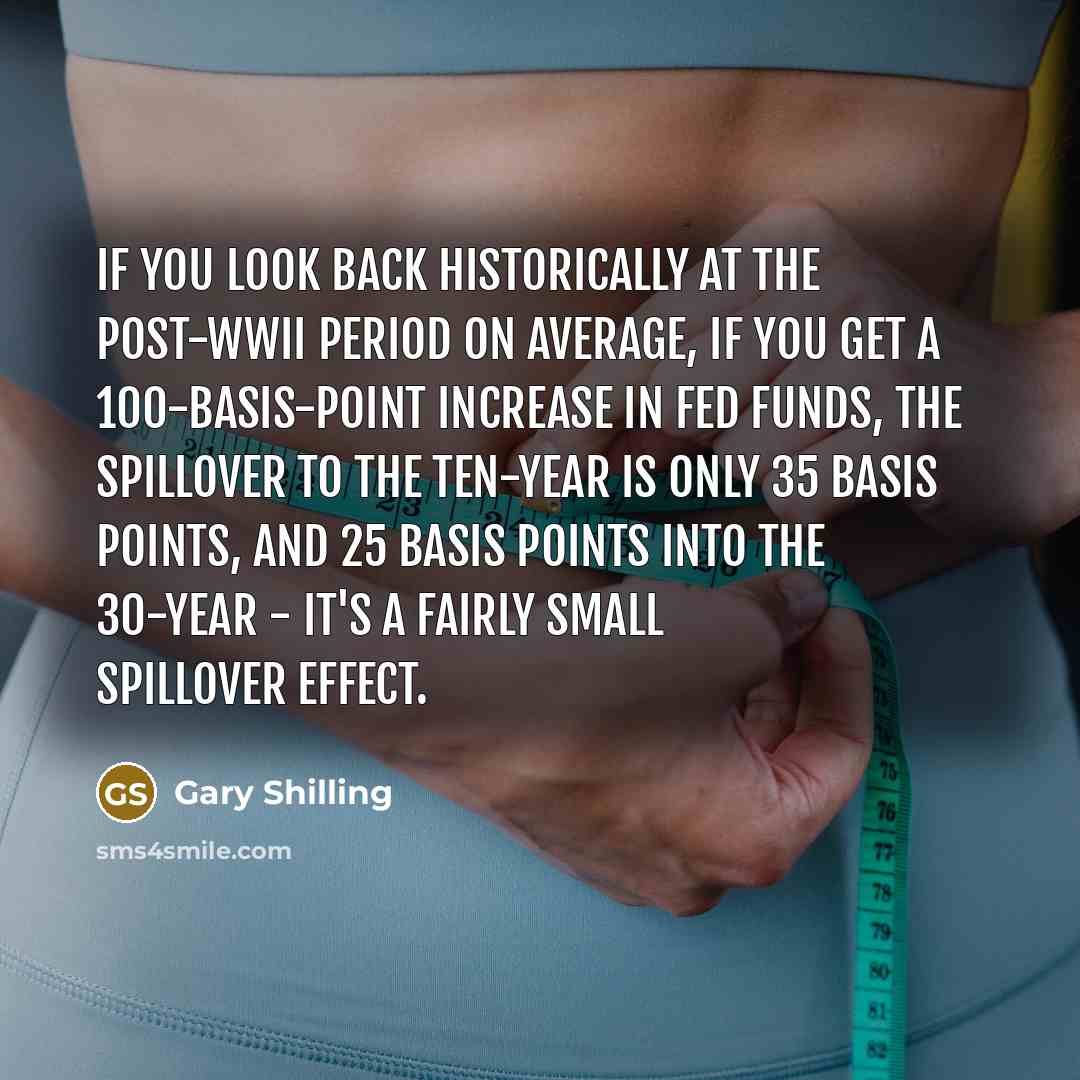 “If you look back historically at the post-WWII period on average, if you get a 100-basis-point increase in Fed funds, the spillover to the ten-year is only 35 basis points, and 25 basis points into the 30-year - it's a fairly small spillover effect.” quote by Gary Shilling