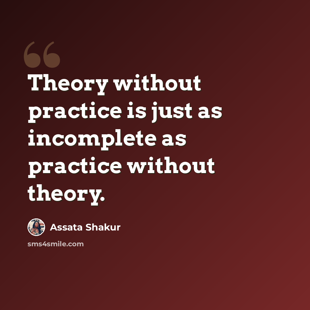 “Theory without practice is just as incomplete as practice without theory.” quote by Assata Shakur