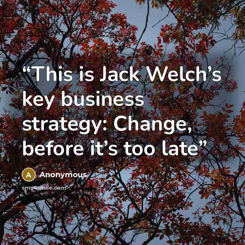 “This is Jack Welch’s key business strategy: Change, before it’s too late” quote by Anonymous