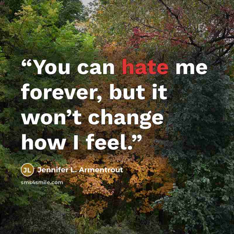 “You can hate me forever, but it won’t change how I feel.” quote by Jennifer L. Armentrout