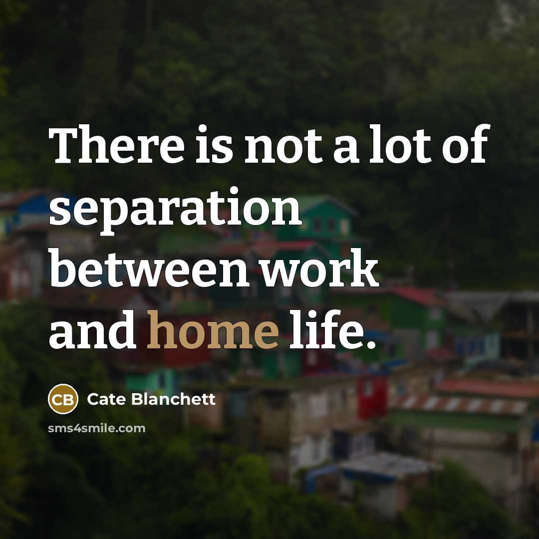 “There is not a lot of separation between work and home life.” quote by Cate Blanchett