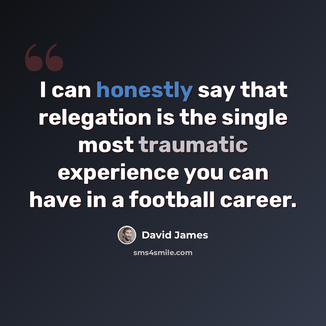 “I can honestly say that relegation is the single most traumatic experience you can have in a football career.” quote by David James