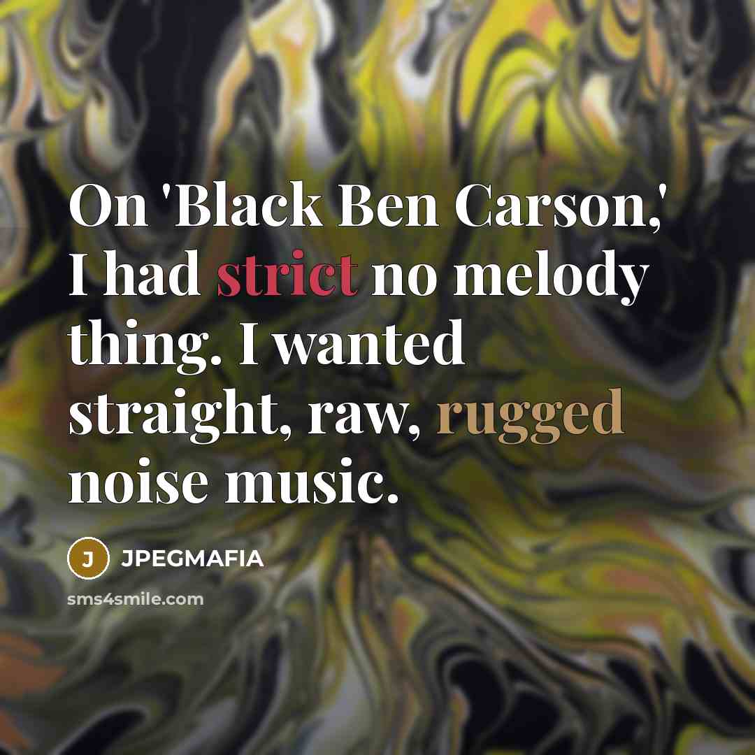 “On 'Black Ben Carson,' I had strict no melody thing. I wanted straight, raw, rugged noise music.” quote by JPEGMAFIA