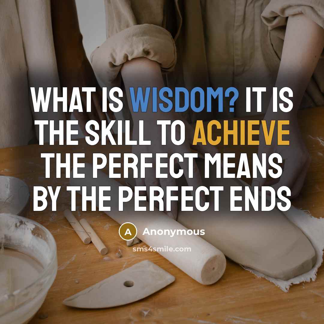 “What is wisdom? It is the skill to achieve the perfect means by the perfect ends” quote by Anonymous
