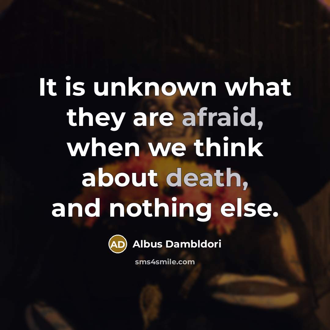 “It is unknown what they are afraid, when we think about death, and nothing else.” quote by Albus Dambldori