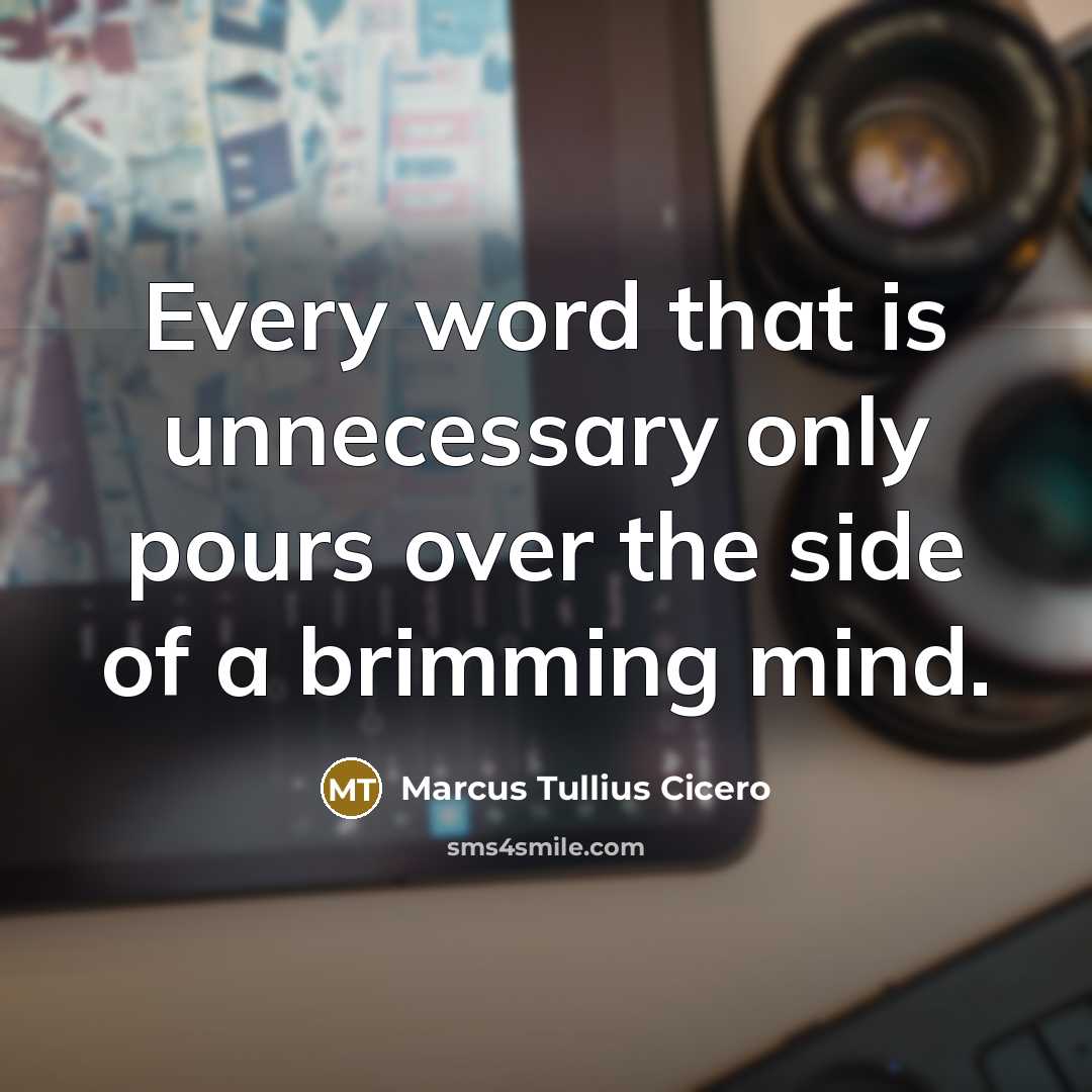 “Every word that is unnecessary only pours over the side of a brimming mind.” quote by Marcus Tullius Cicero