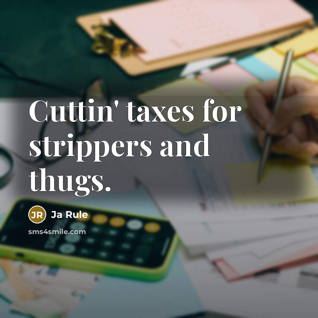 “Cuttin' taxes for strippers and thugs.” quote by Ja Rule