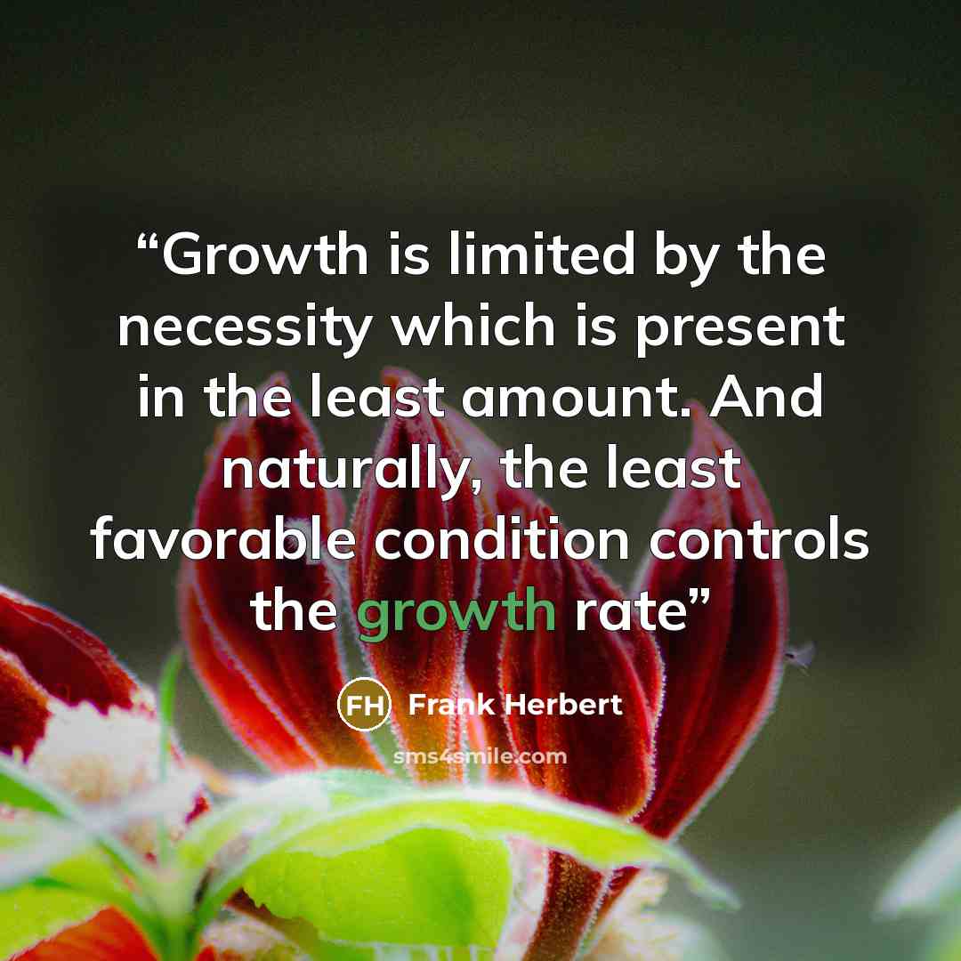 “Growth is limited by the necessity which is present in the least amount. And naturally, the least favorable condition controls the growth rate” quote by Frank Herbert