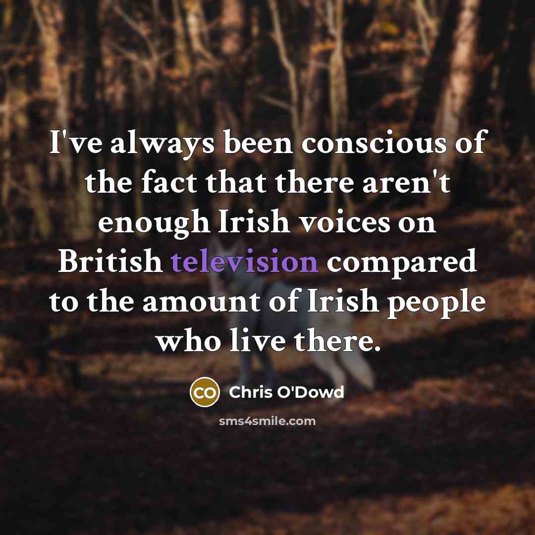 “I've always been conscious of the fact that there aren't enough Irish voices on British television compared to the amount of Irish people who live there.” quote by Chris O'Dowd